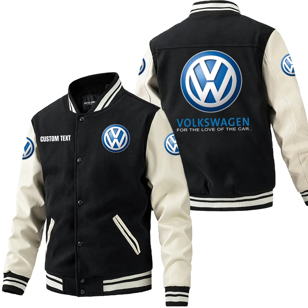 Hatchback Car Leather Baseball Jacket, Ride Bold Leather Ready CAR180 - Black White