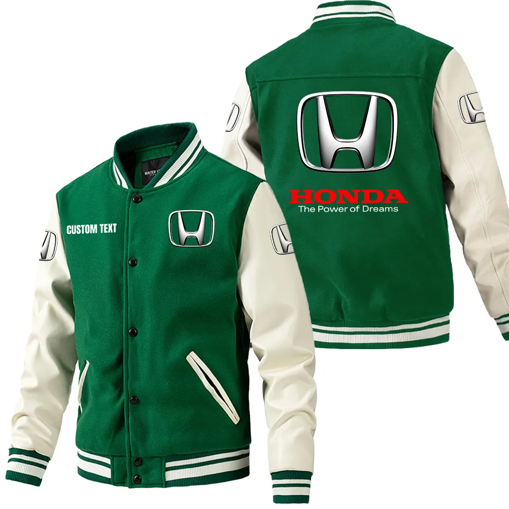 Hatchback Leather Baseball Jacket, Durable Rider Leather Jacket CAR180 - Green