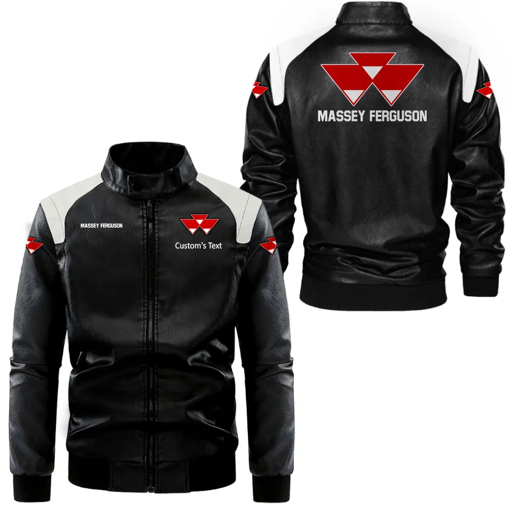 Heavy-Duty Tractor Black And White Leather Jacket, Rugged Everyday Two-Tone Jacket CAR080