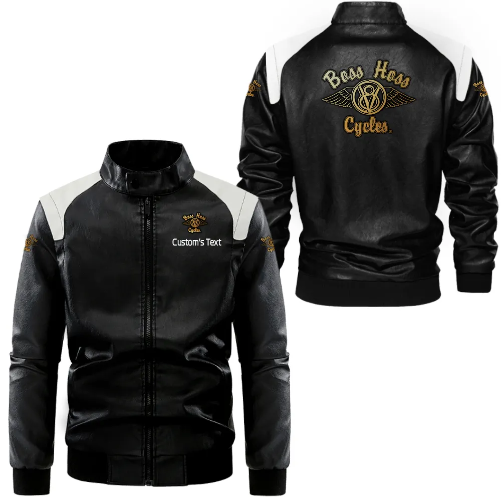 Heavyweight Bike Black And White Leather Jacket, Bold Road Style Leather CAR080
