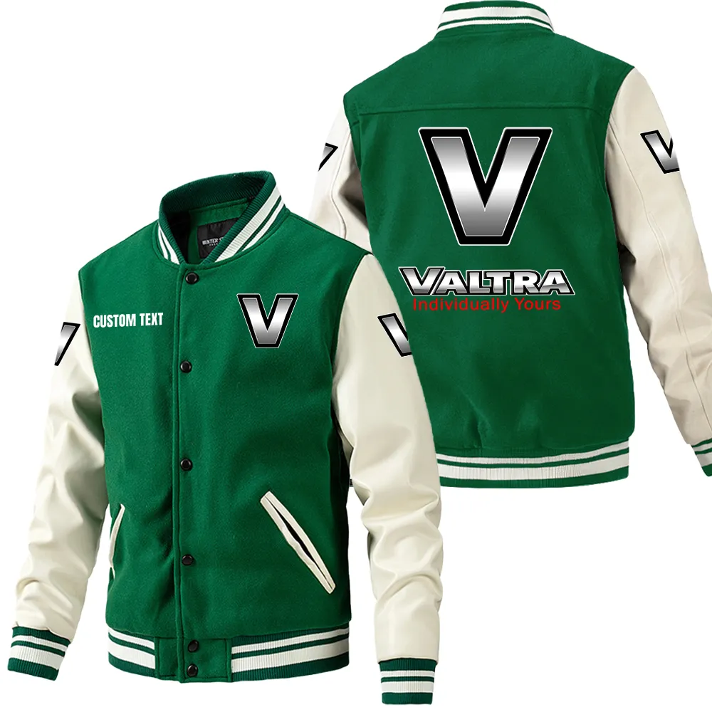 High-Performance Farm Tractor Leather Baseball Jacket, Performance Varsity Leather Look Car180 - Green