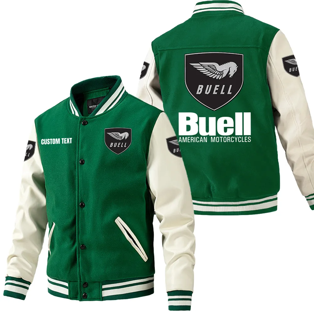 High-Performance Ride Leather Baseball Jacket, Leather Jacket Road Spirit CAR180 - Green