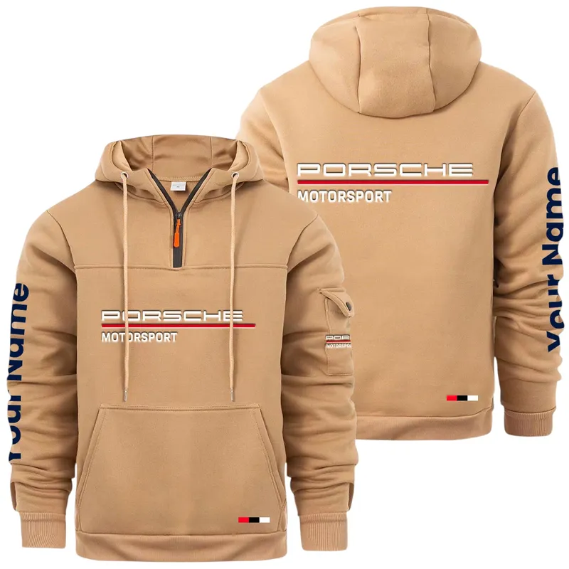 High-Speed Roadster Large Pocket Hoodie, Garage-Ready Lifestyle Hoodie CAR514 - Khaki