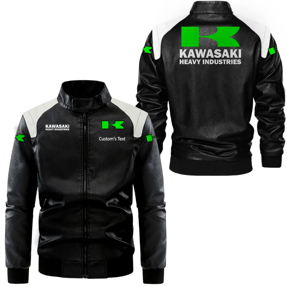 High-Speed Two-Wheeler Black And White Leather Jacket, Black and White Roadwear CAR080