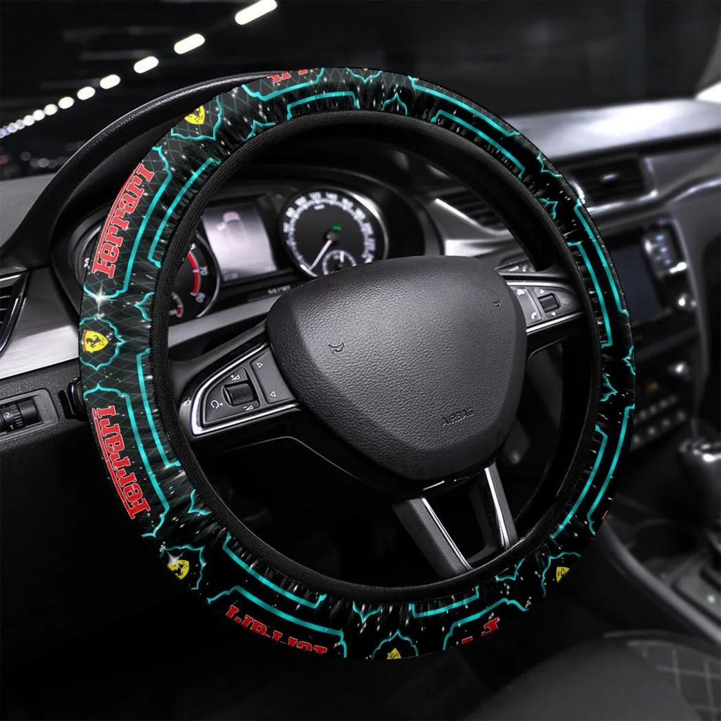 Iconic Performance Steering Wheel Cover 3D Print, Motorsport Style Steering Cover CAR550 - Cyan
