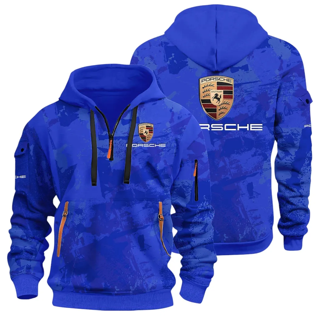 Iconic Sports Vehicle Hoodie Half Zip 3D Print, Rugged Casual Hoodie CAR514 - Blue