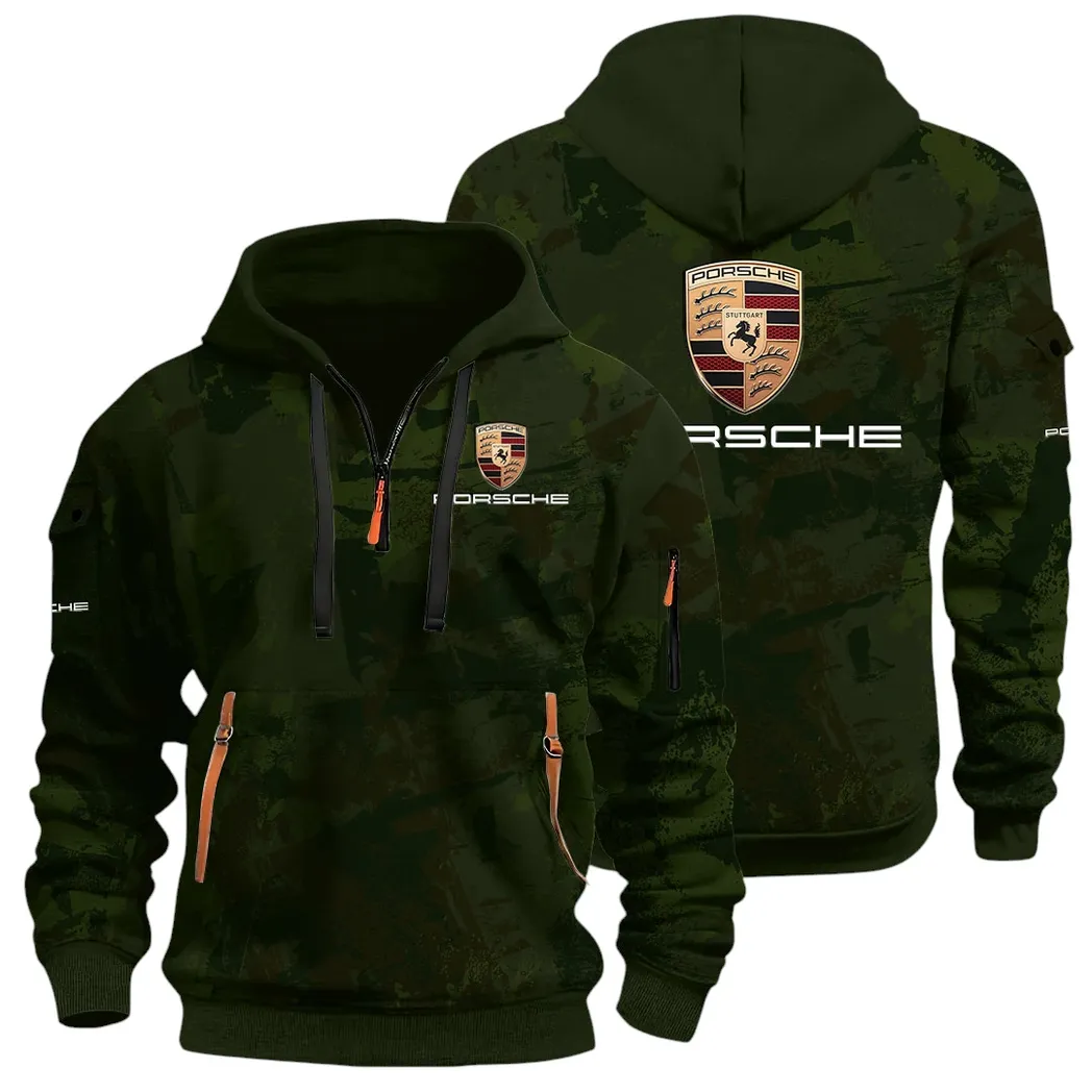 Iconic Sports Vehicle Hoodie Half Zip 3D Print, Rugged Casual Hoodie CAR514 - Green