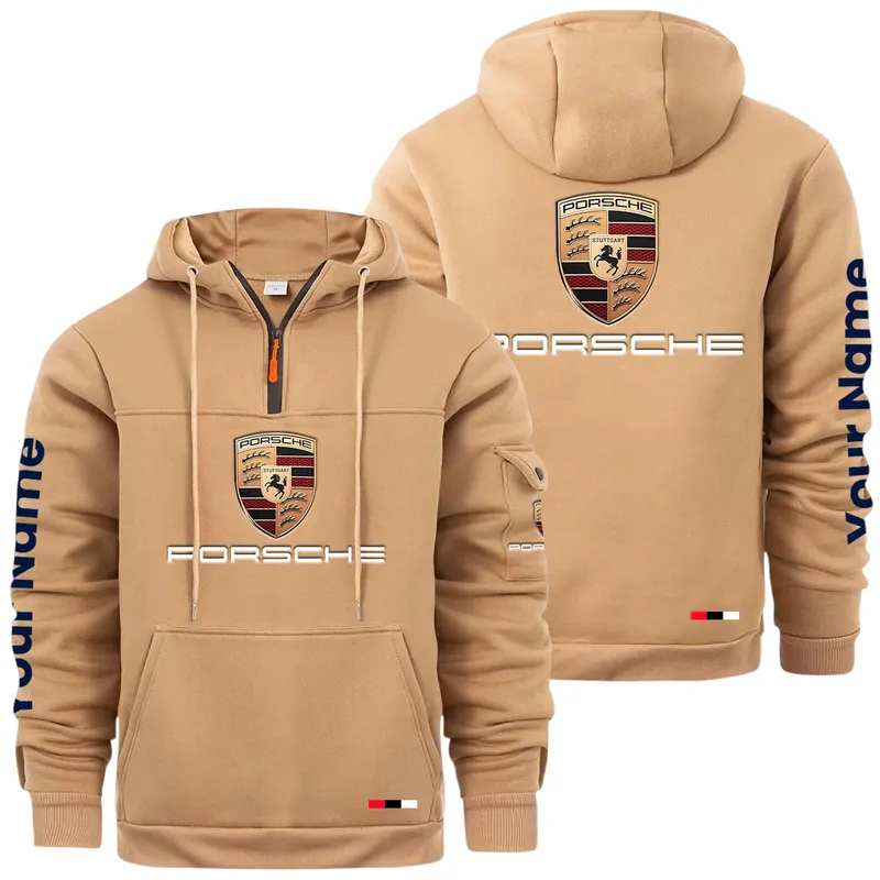 Iconic Sports Vehicle Large Pocket Hoodie, Rugged Streetwear Car Hoodie CAR514 - Khaki