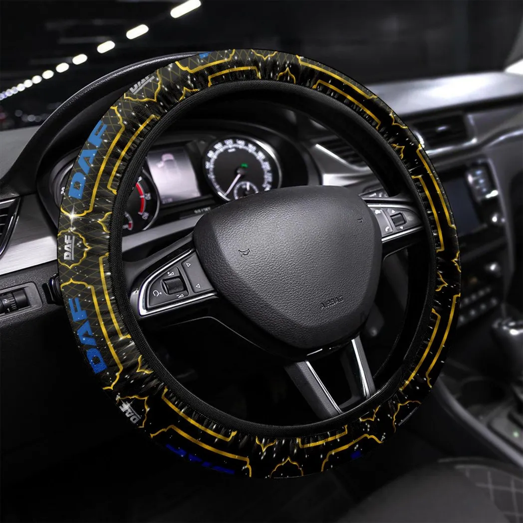 Industrial Steering Wheel Cover 3D Print, All-Season Driver's Grip Cover CAR550 - Yellow