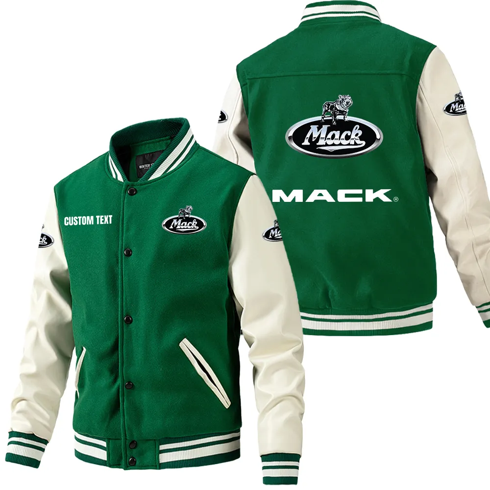 Industrial Vehicle Leather Baseball Jacket, Streetwear Leather for Riders Car180 - Green