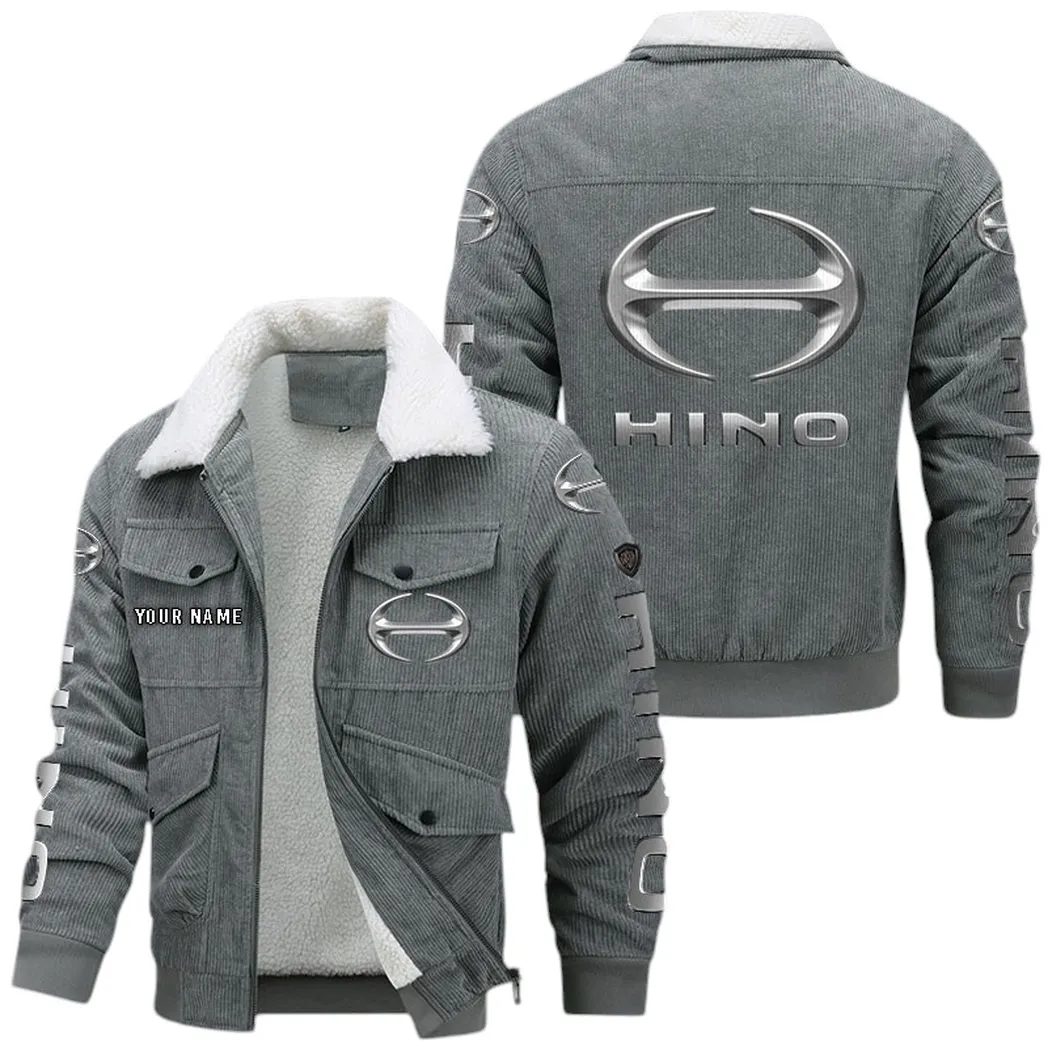 Industrial Vehicle Thickened Corduroy Jacket, Corduroy Sports Fan Gear CAR149 - Gray