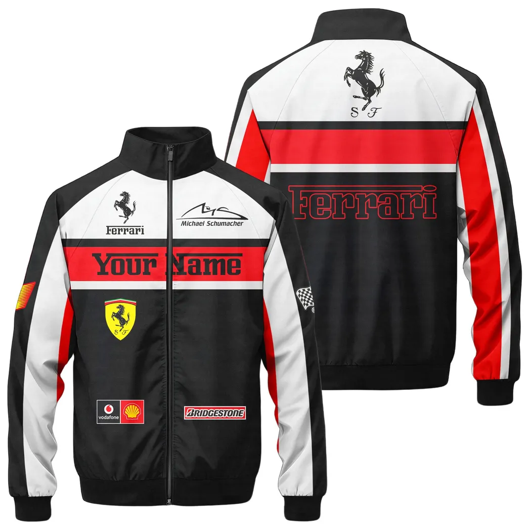 Italian Racing Legend Stand Collar Jacket, Casual Fit Game Day Ready Jacket CAR422