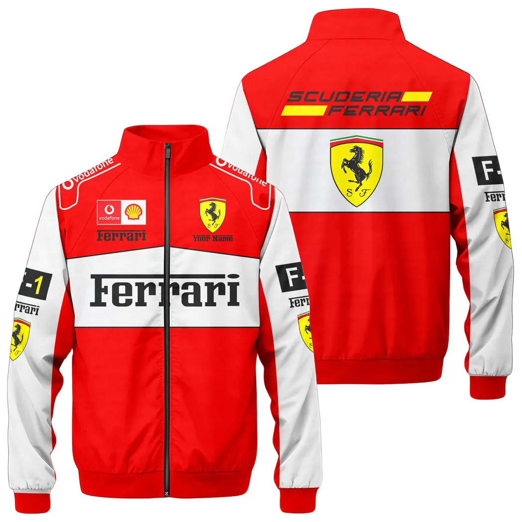 Italian Racing Legend Stand Collar Jacket, Performance Wear for Sport Fans CAR422