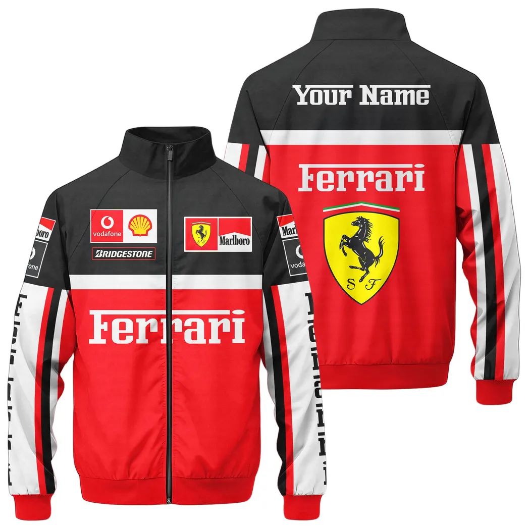 Italian Racing Legend Stand Collar Jacket, Performance Wear for Sport Fans CAR422
