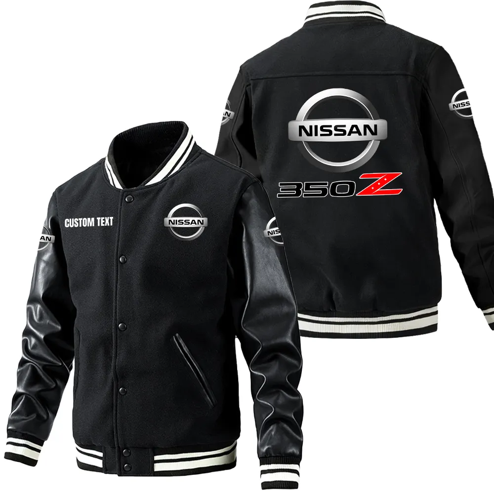 Lifestyle Gear Leather Baseball Jacket, Durable Rider Leather Jacket CAR180 - Black