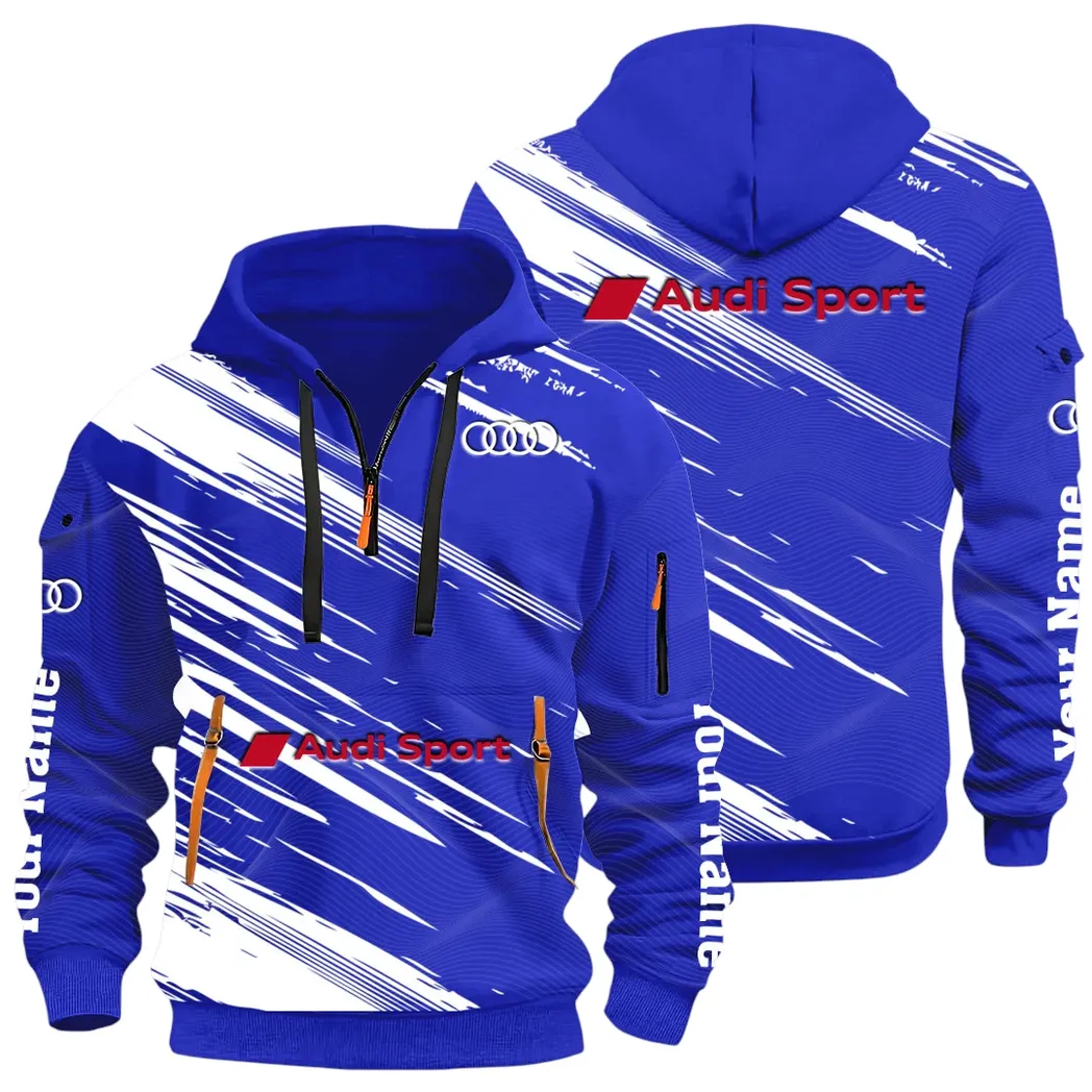 Lifestyle Ride Hoodie Half Zip 3D, Sporty Urban Comfort Hoodie CAR514 - Blue