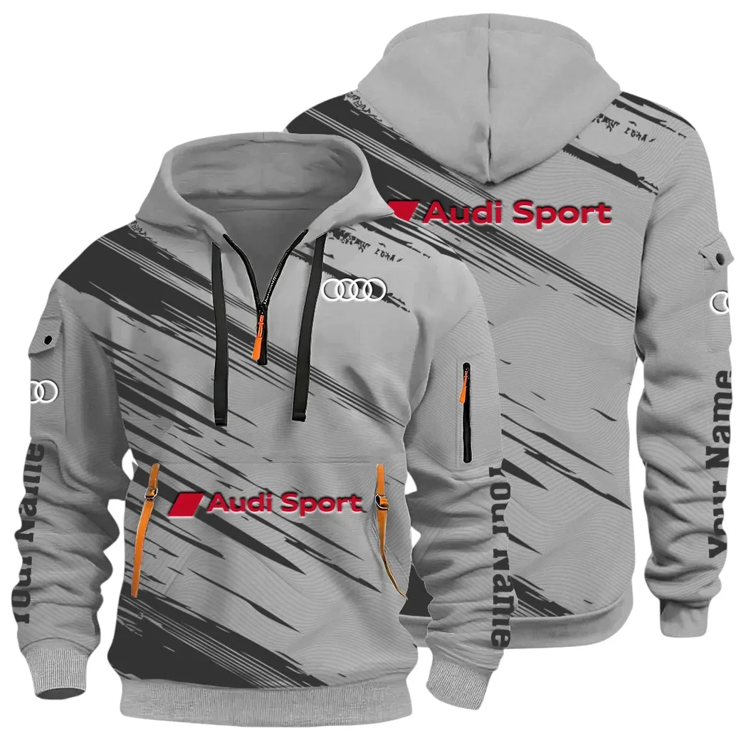 Lifestyle Ride Hoodie Half Zip 3D, Sporty Urban Comfort Hoodie CAR514 - Gray