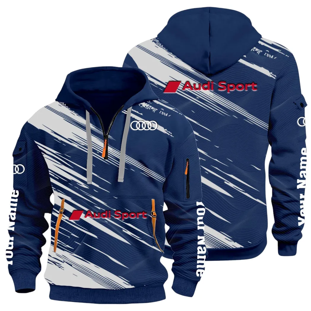 Lifestyle Ride Hoodie Half Zip 3D, Sporty Urban Comfort Hoodie CAR514 - Navy