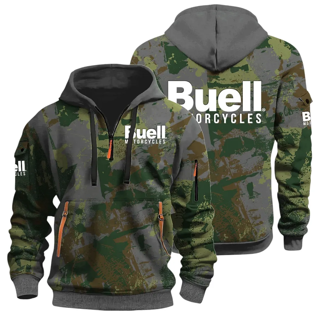 Lightweight Motorcycle Hoodie Half Zip 3D Print, Streetwear Casual Look Outfit CAR514 - Dark Gray