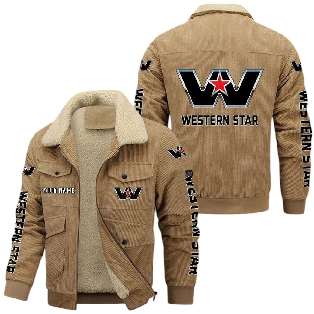 Logistics Truck Thickened Corduroy Jacket, Warm Corduroy Game Jacket CAR149 - Khaki