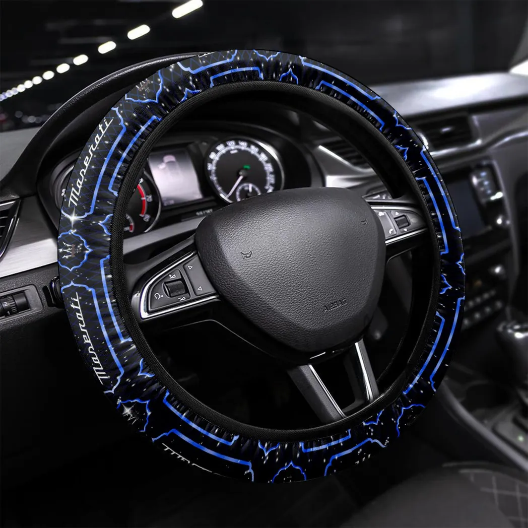 Luxury Car Steering Wheel Cover 3D Print, Driver's Essential Steering Cover CAR550 - Blue
