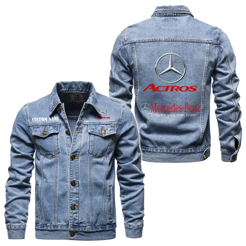 Luxury Speed Vehicle Denim Jacket, Classic Fit Gearhead Spirit CAR190 - Light Blue