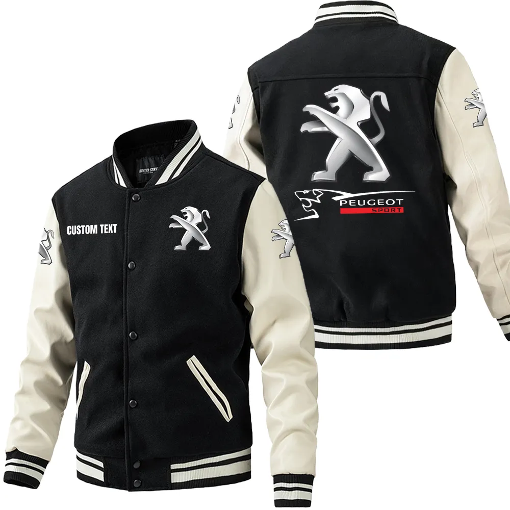Mid-Size Car Leather Baseball Jacket, Gearhead Pride in Leather CAR180 - Black White