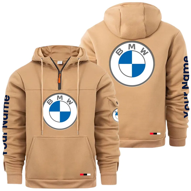 Mid-Size Luxury Car Large Pocket Hoodie, Car Culture Pocket Hoodie CAR514 - Khaki