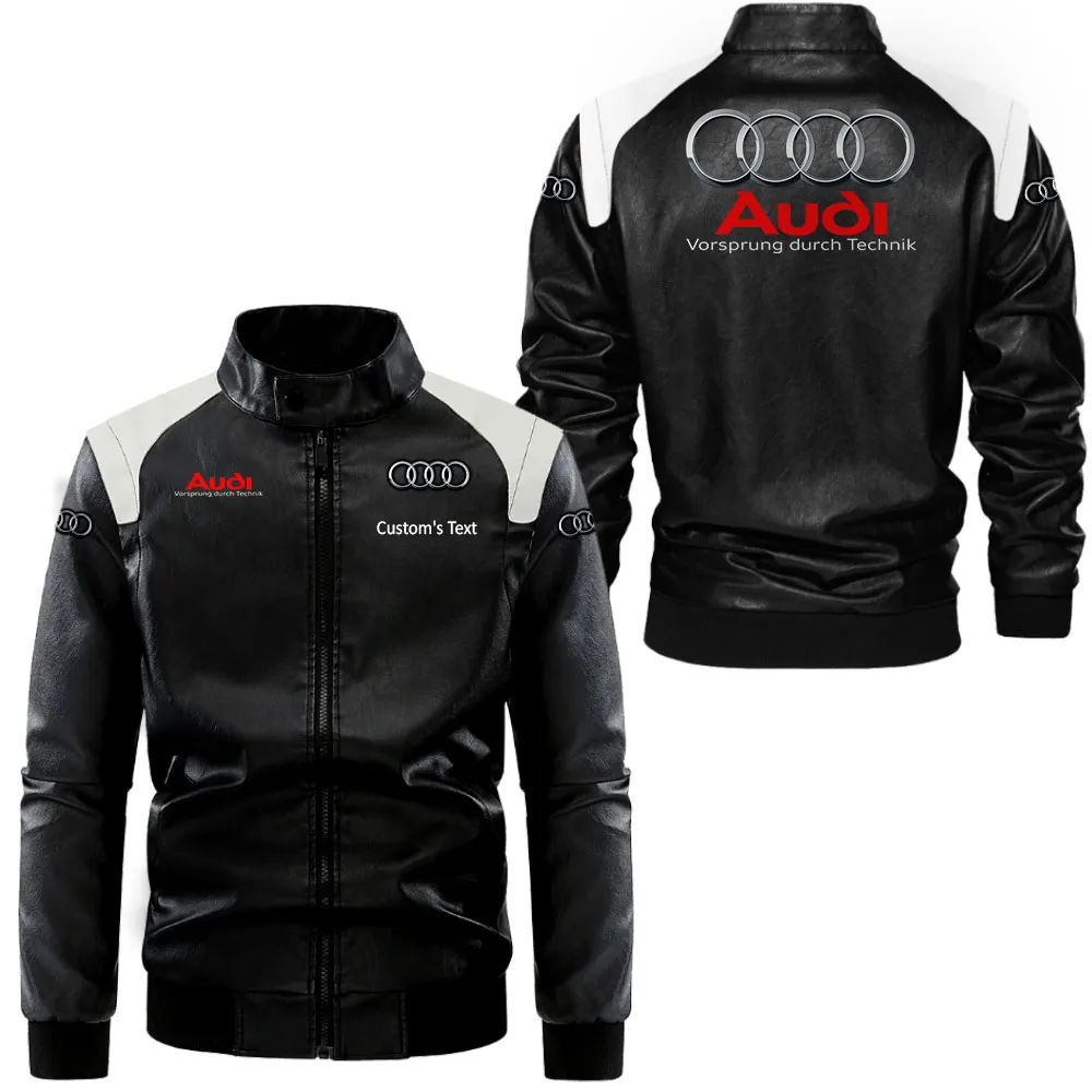 Modern Coupe Black And White Leather Jacket, Garage-Ready Two-Tone Wear CAR080