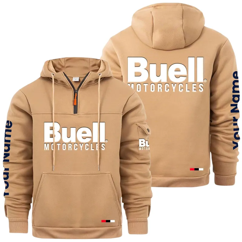 Modern Street Bike Large Pocket Hoodie, Car Culture Pocket Hoodie CAR514 - Khaki