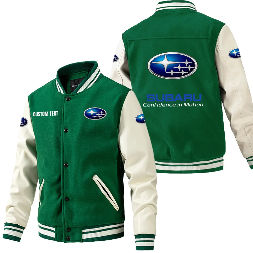 Mountain Ride Leather Baseball Jacket, Rugged Gearhead Leather Style CAR180 - Green