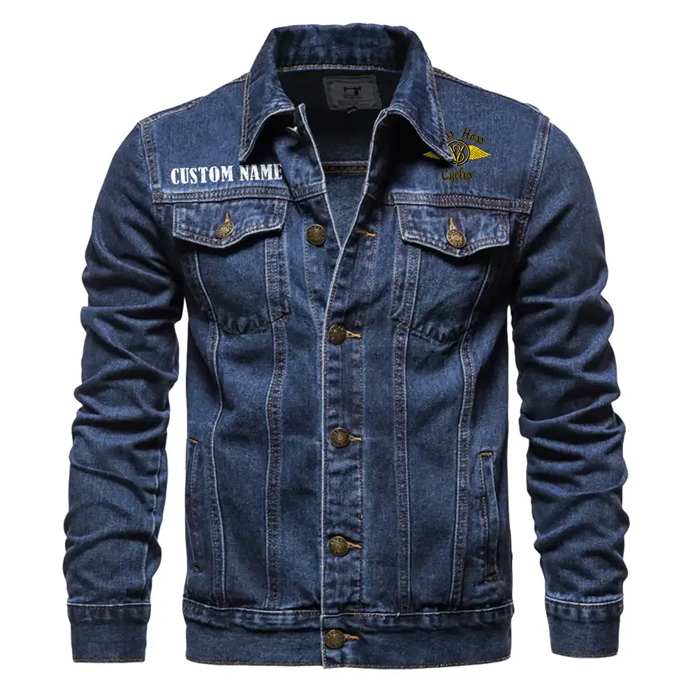 Muscle Motorcycle Denim Jacket, Streetwear Denim with Attitude CAR190 - Dark Blue