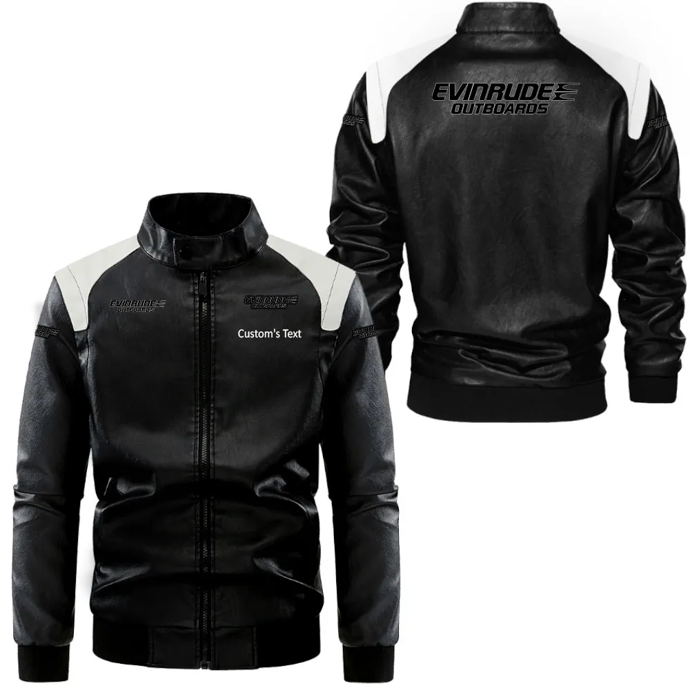 Nautical Motor Black And White Leather Jacket, Garage-Ready Two-Tone Wear CAR080