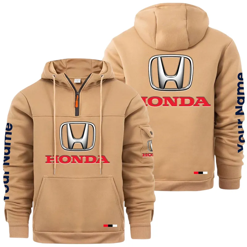 Off-Road Bike Large Pocket Hoodie, Classic Garage Style Hoodie CAR514 - Khaki