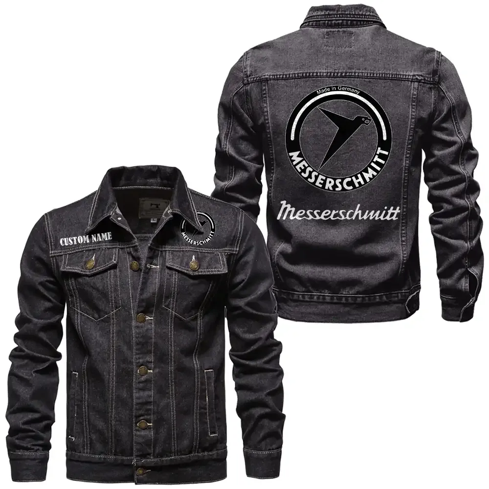 Old-School Three-Wheel Car Denim Jacket, Rugged Style Everyday Denim CAR190 - Black