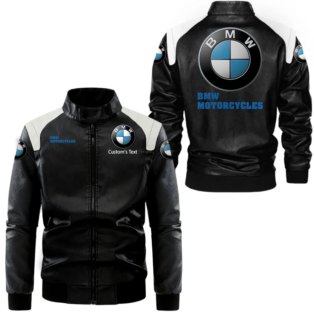 Performance Bike Black And White Leather Jacket, Car Culture Leather Jacket CAR080