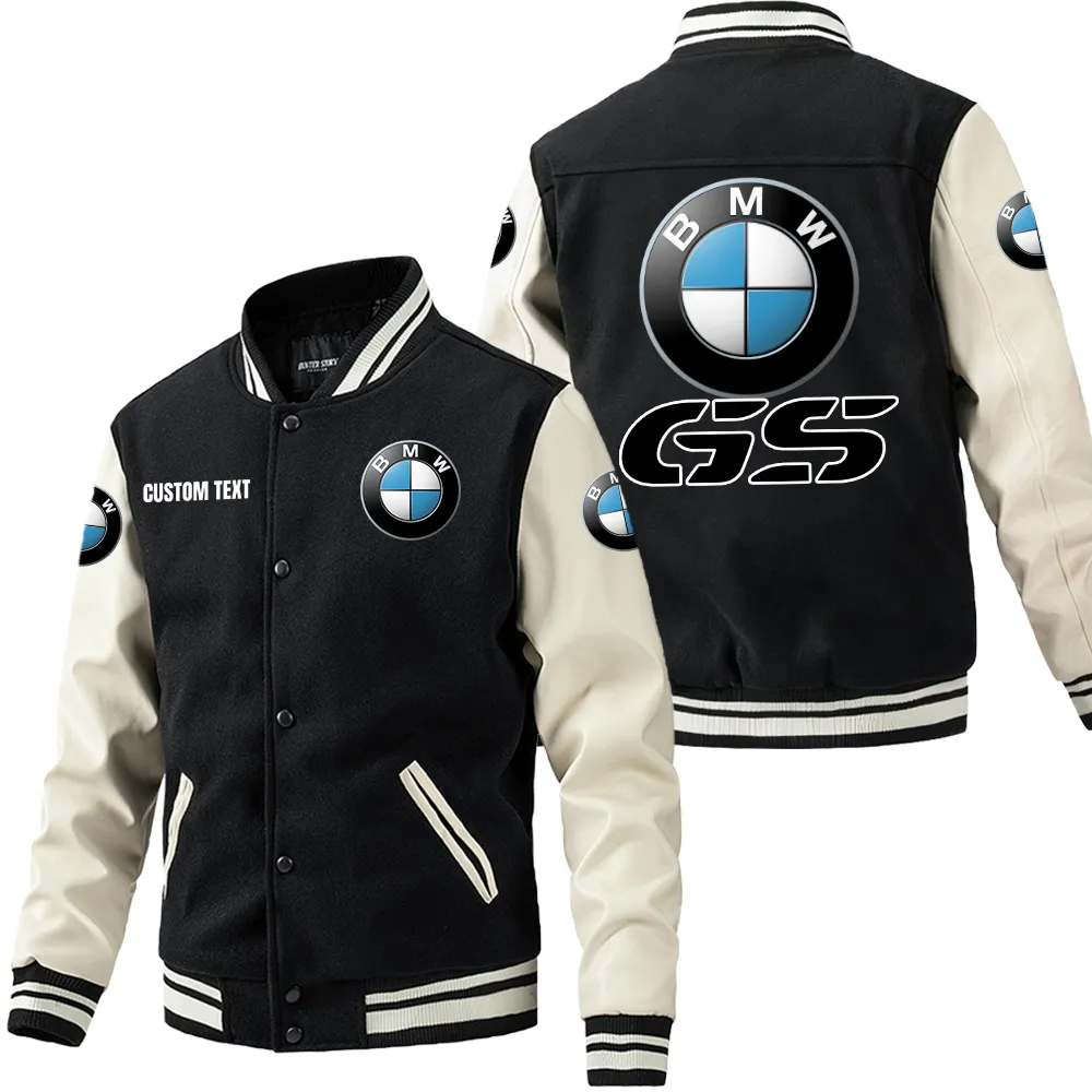 Performance Car Leather Baseball Jacket, Streetwear Leather for Riders CAR180 - Black White