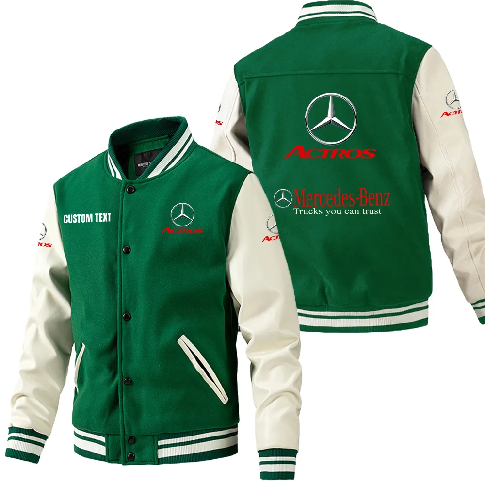 Performance Luxury Car Leather Baseball Jacket, Car Culture Varsity Leather CAR180 - Green
