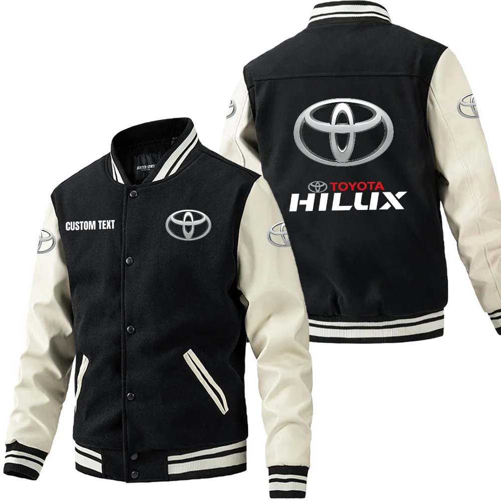 Pickup Truck Leather Baseball Jacket, Gearhead Pride in Leather CAR180 - Black White