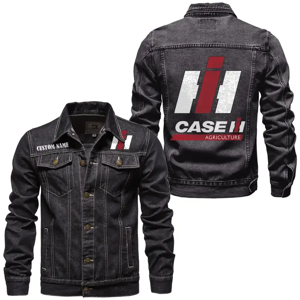 Plowing Tractor Denim Jacket, Auto-Inspired Denim Look CAR190 - Black
