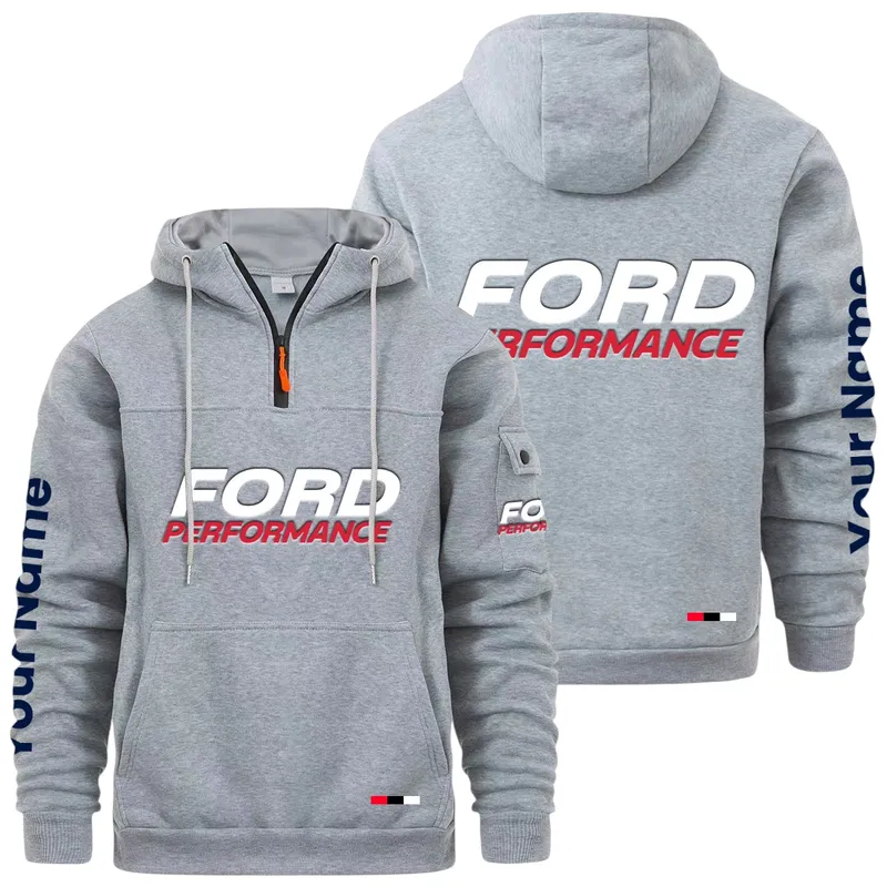 Precision Fit Large Pocket Hoodie, Modern Driver's Zip Hoodie CAR514 - Light Gray