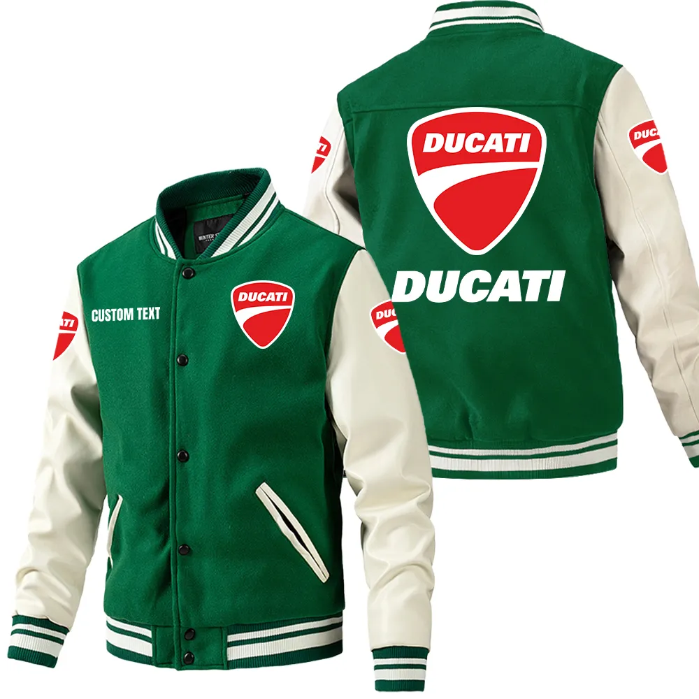 Precision Racer Leather Baseball Jacket, Car Culture Varsity Leather CAR180 - Green