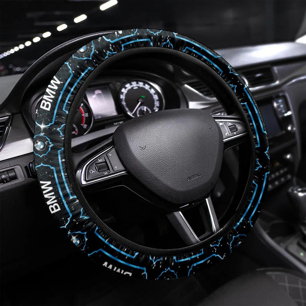 Premium Crossover Steering Wheel Cover 3D Print, Custom Road Grip Cover CAR550 - Blue