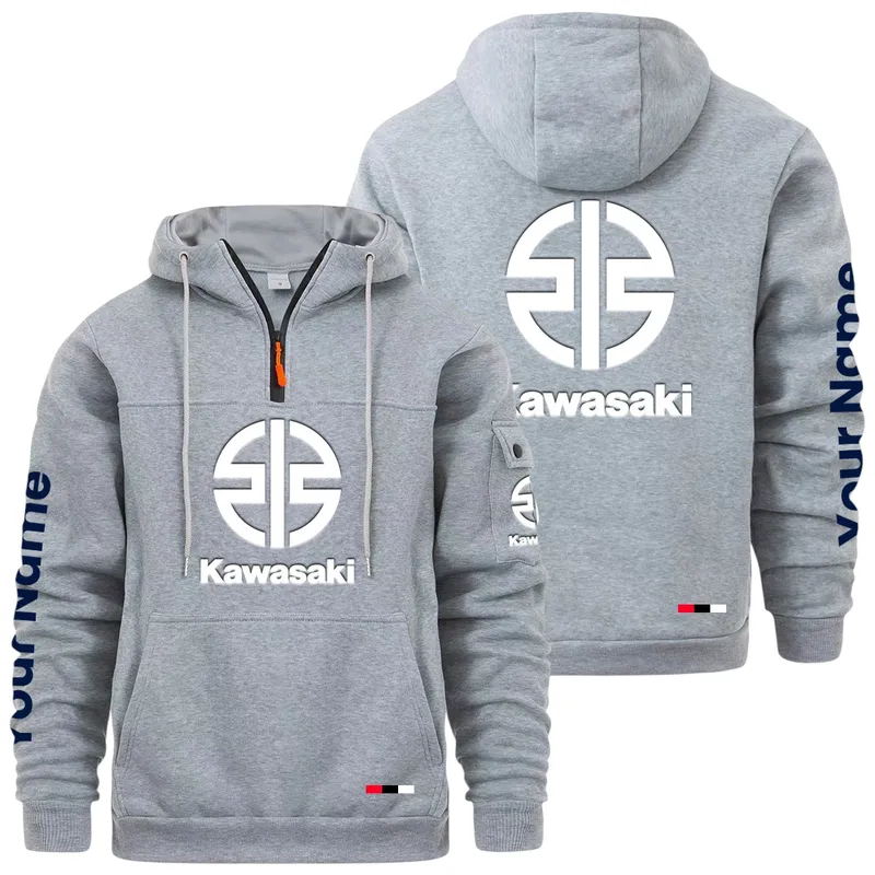 Racing Auto Large Pocket Hoodie, Automotive Spirit Pocket Hoodie CAR514 - Light Gray