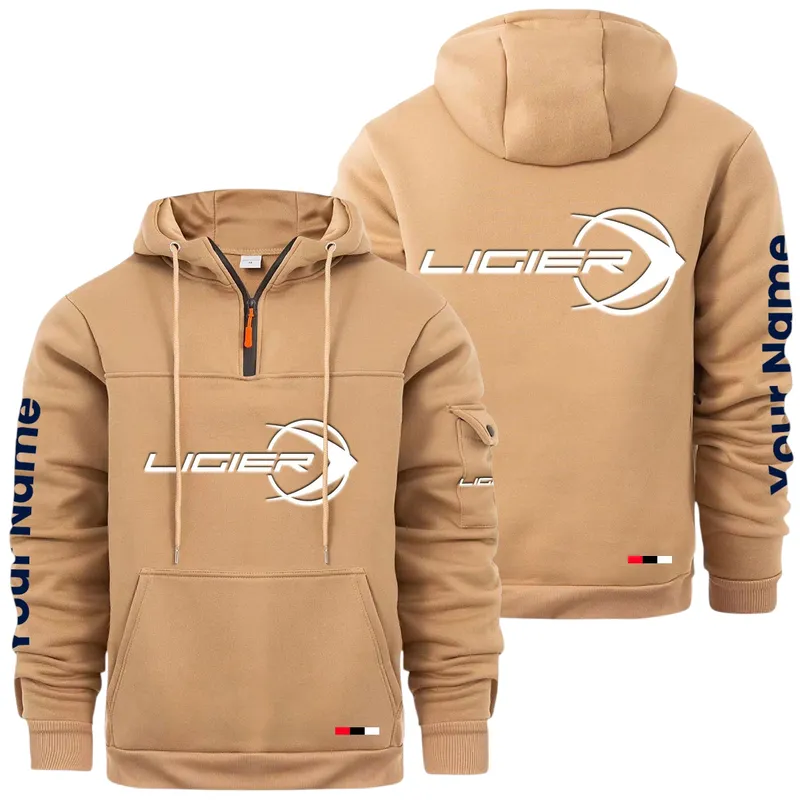 Racing Auto Large Pocket Hoodie, Road Inspired Casual Hoodie CAR514 - Khaki