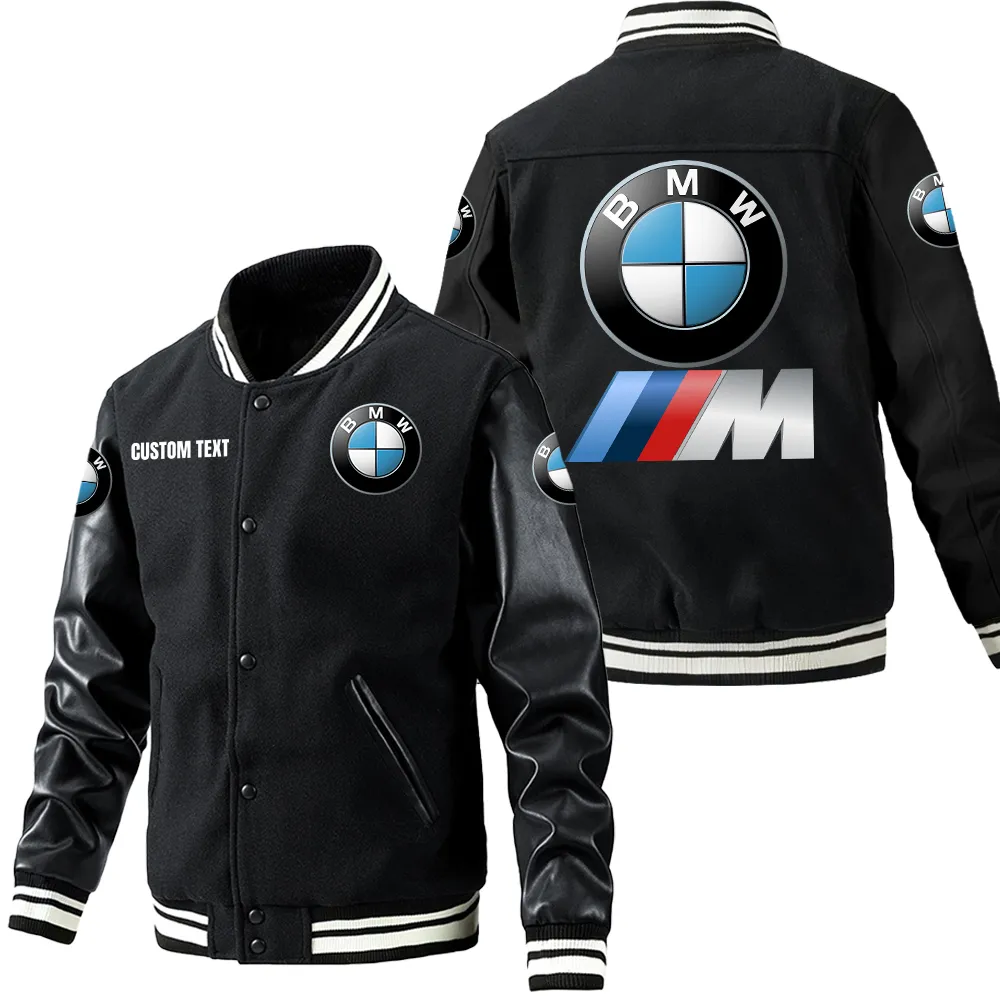 Racing Edition Car Leather Baseball Jacket, Bold Rider Leather Jacket CAR180 - Black