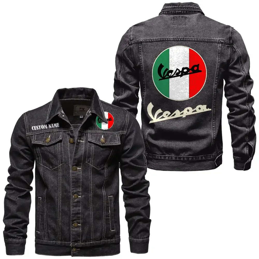 Racing Motorcycle Denim Jacket, Street Spirit Denim Jacket CAR190 - Black