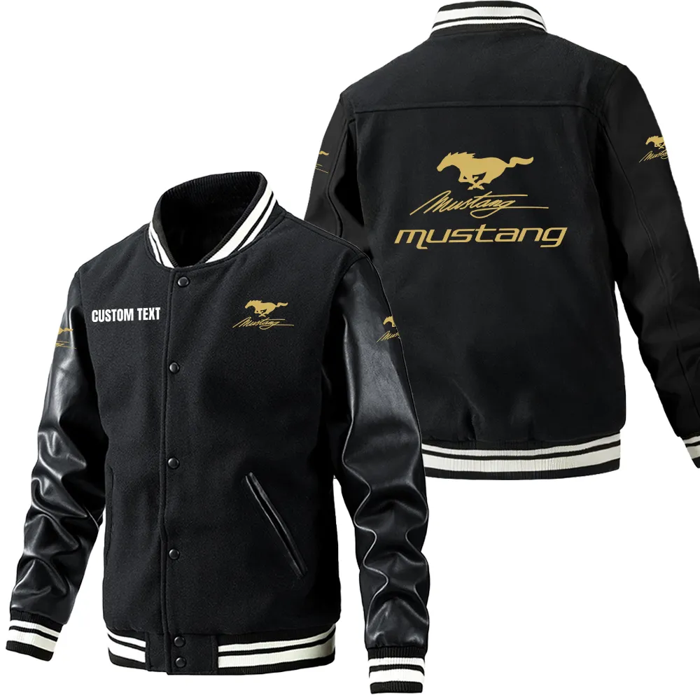 Racing Spirit Leather Baseball Jacket, Ride Bold Leather Ready CAR180 - Black