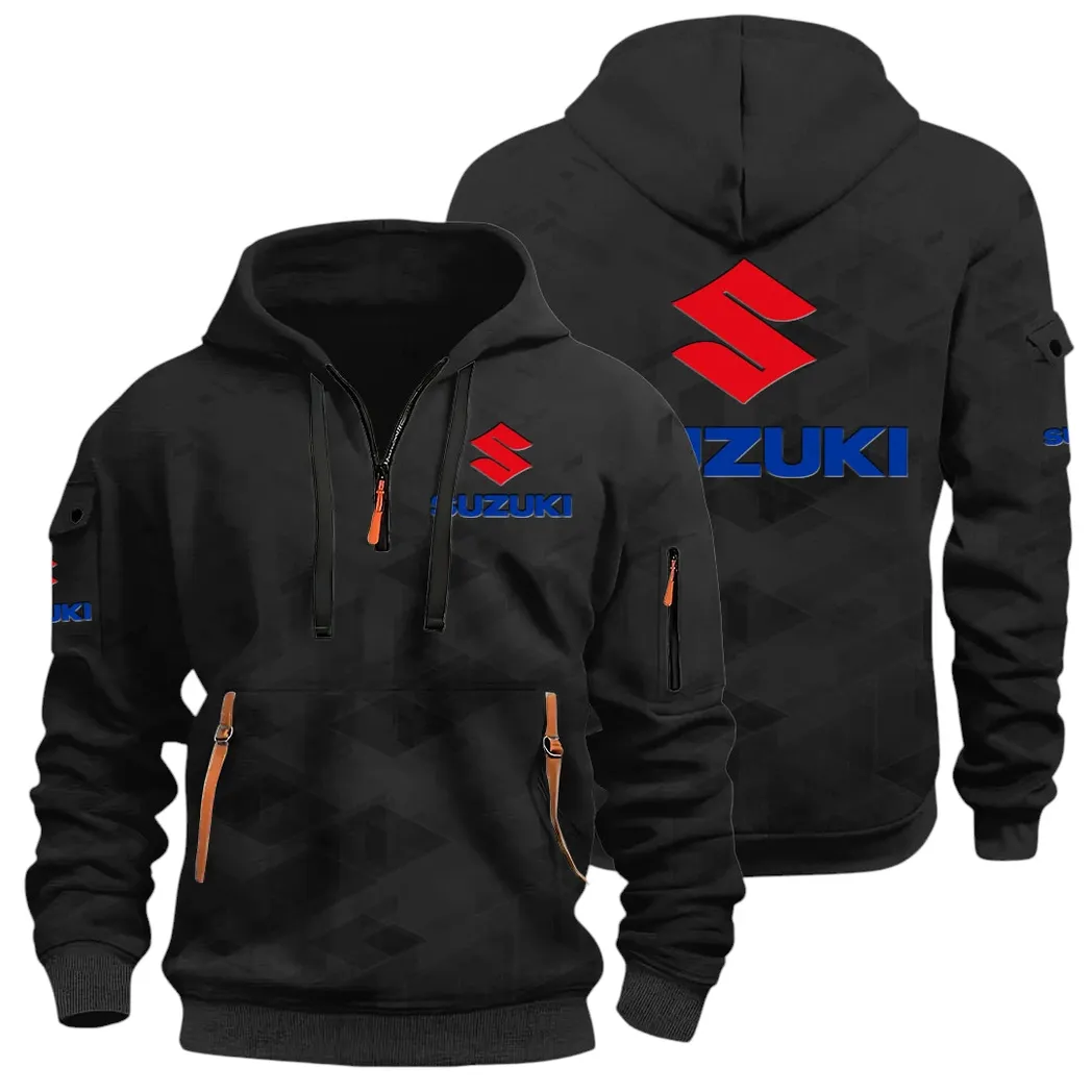 Racing Vibe Hoodie Half Zip 3D Print, Sporty & Casual Everyday Wear Hoodie CAR514 - Black