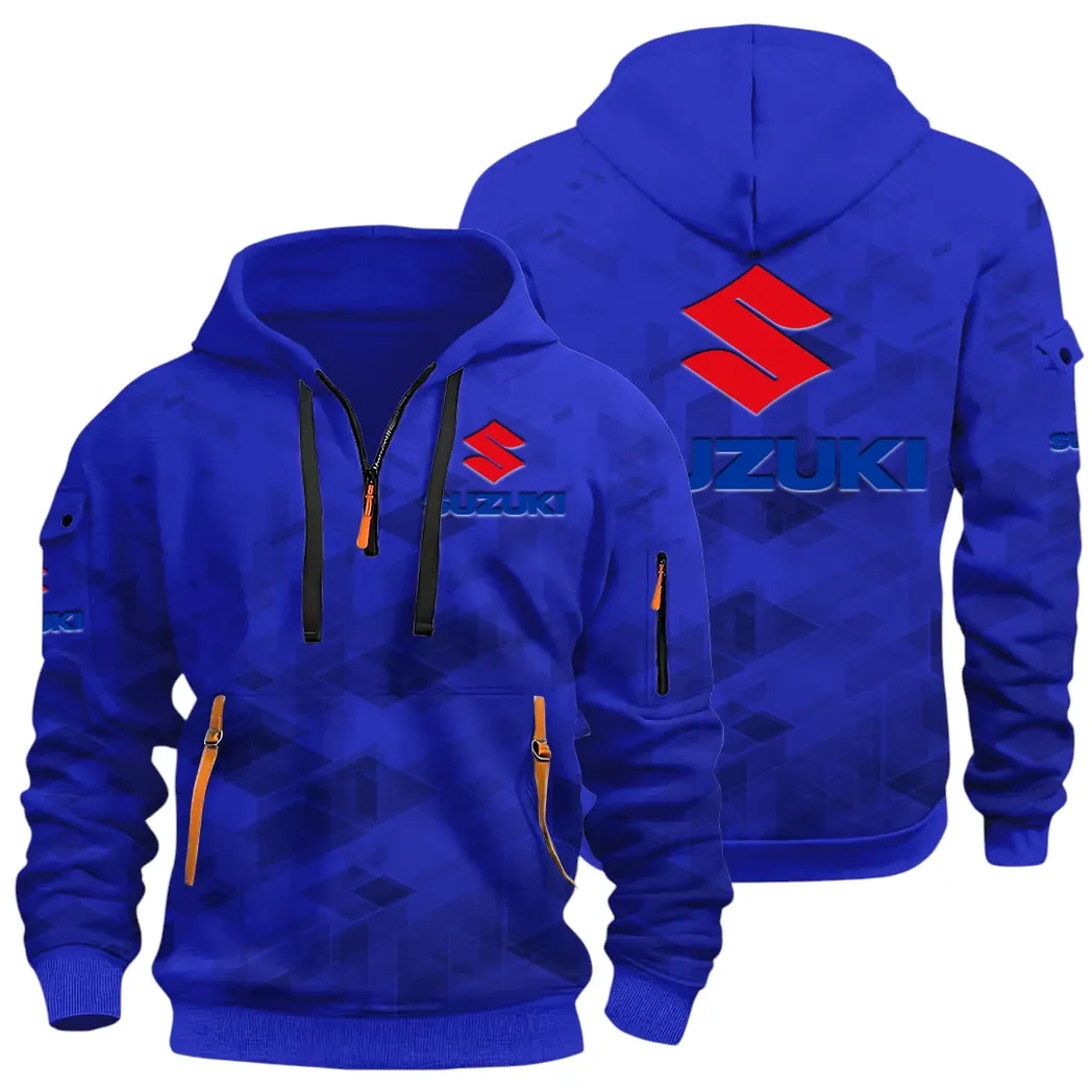 Racing Vibe Hoodie Half Zip 3D Print, Sporty & Casual Everyday Wear Hoodie CAR514 - Blue